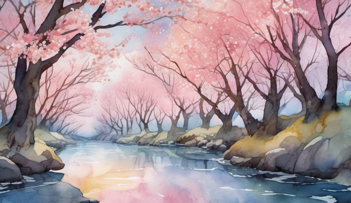 桜の下、世界の流れが止まる 挿絵